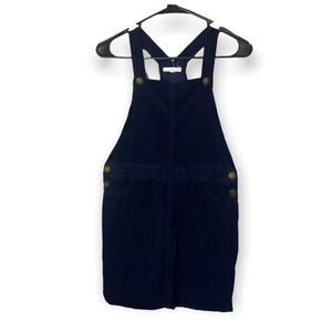Copper Key Girls Dark Blue Suede Button Overalls Skirt